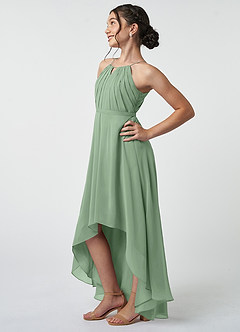Azazie Oaklynn Junior Matcha A-Line Pleated Chiffon Dress image4