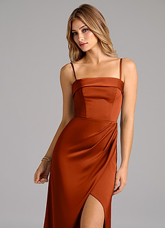 Azazie Aretha Bridesmaid Dresses Paprika A-Line Strapless Stretch Satin Convertible Dress image2