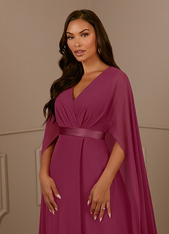 Azazie Isa Mother of the Bride Dresses Mulberry A-Line V-Neck Pleated Chiffon Dress image5