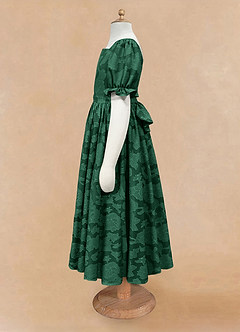 Azazie Joss Blumenmädchenkleider A-Linie mit ärmel Blumen-Burnout Kleid Dunkelgrün image6