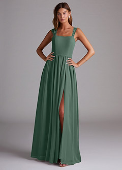 Azazie Calianna Bridesmaid Dresses Sea Moss A-Line Off the Shoulder Chiffon Convertible Dress image1