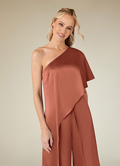 Azazie Hagretta Klänningar till brudens mor Klänning Jumpsuit/byxdräkt i Stretch Satin Lera image5
