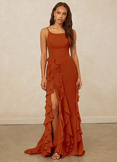 Christian Siriano Bridal for Azazie 1006 Bridesmaid Dresses Paprika Mermaid Ruched Chiffon Dress image3
