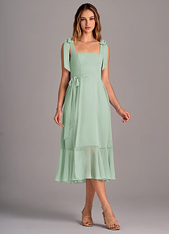 Azazie Deb Bridesmaid Dresses Agave A-Line with Pockets Chiffon Convertible Dress image5