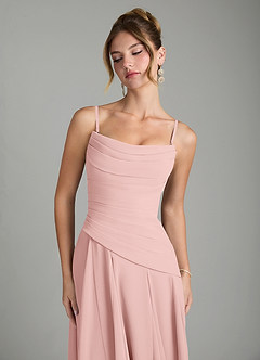 Azazie Gabriela Robes de demoiselle d'honneur Robe Trapèze en Mousseline de soie Corset Rose Poudré image9