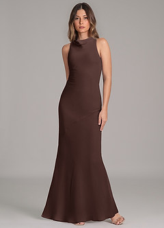 Azazie Allettie Brautjungfernkleider Meerjungfrau-Linie Chiffon Kleid Ganache image4