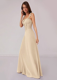 Barbie ♥ Azazie Bridesmaid Dresses Champagne A-Line Sweetheart Neckline Chiffon Dress image3