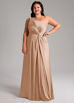 Azazie Brooke Bridesmaid Dresses English Rose A-Line One Shoulder Stretch Satin Dress image12