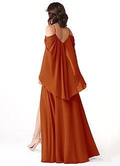 Azazie Cienna Robes de demoiselle d'honneur Robe Trapèze en Mousseline de soie Épaule décolletée Paprika image5