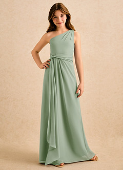 Azazie Tilda Girls Formal Flower Girl Klänningar Klä Tubklänning i Chiffong Ena axeln image3