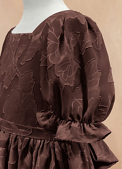 Azazie Joss Flower Girl Dresses Ganache A-Line with Sleeves Floral Burnout Dress image7