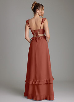 Azazie Malaya Bridesmaid Dresses Auburn A-Line Corset Chiffon Dress image2