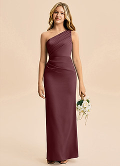 Azazie Akilah Junior Etui Plissee Stretch-Satin Kleid Sangria image1