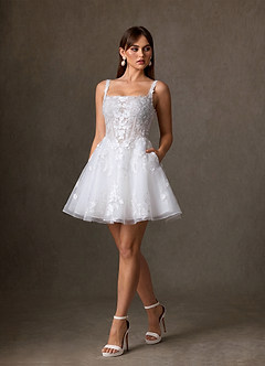 Azazie Darcy Wedding Dresses Diamond White A-Line Lace Dress image6