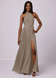 Barbie ♥ Azazie Bridesmaid Dresses Taupe A-Line Pleated Chiffon Dress image1