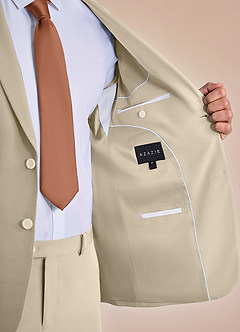 front James Tan Structured Stretch Suit Jacket