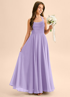 Azazie Kady Junior Abito A-Line in Chiffon Scollo a Cuore Lilla image5