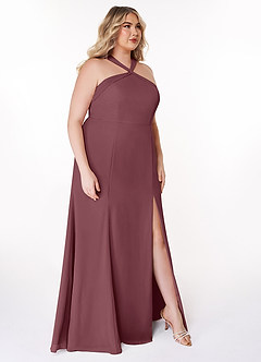 Azazie Rue Bridesmaid Dresses Sangria A-Line Halter Chiffon Dress image11