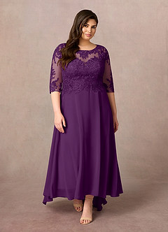Azazie Monza Abiti per la Madre della Sposa Abito A-Line in Chiffon Pizzo Uva image7