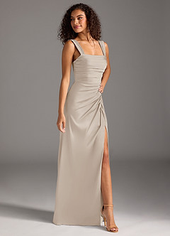 Azazie Jesaphine Bridesmaid Dresses Frost Sheath Bow Stretch Satin Dress image7