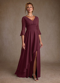 Azazie Eire vestidos de madre de la novia Vestido de Cabernet de Gasa de Corte en A con Plisado image1