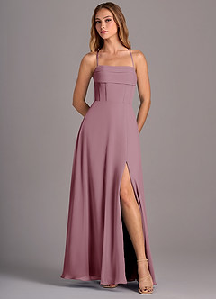 Azazie Carolyn Bridesmaid Dresses Vintage Mauve A-Line Pleated Chiffon Dress image5