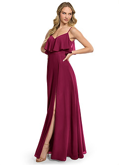 Azazie Jean Bridesmaid Dresses Burgundy A-Line Chiffon Convertible Dress image3