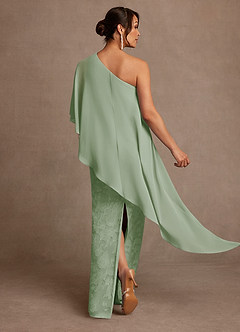Azazie Wilma Mother of the Bride Dresses Dusty Sage Sheath One Shoulder Floral Burnout Dress image4