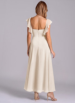 Azazie Leilani Robes de demoiselle d'honneur Robe Trapèze en Mousseline de soie Drapé Albâtre Blanc image2