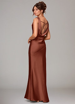 Azazie Rylina Bridesmaid Dresses Clay Mermaid Stretch Satin Dress image4
