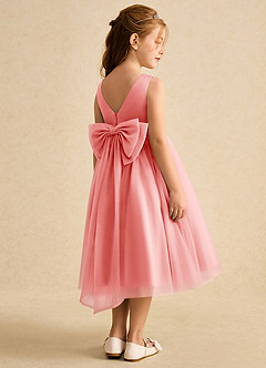 Azazie Winnie Flower Girl Dresses Coral Ball-Gown Bow Tulle Dress image3