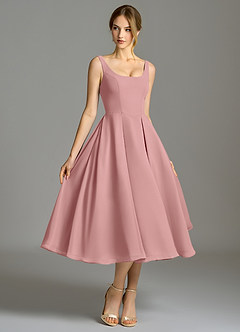 Azazie Amalie Bridesmaid Dresses Dusty Rose A-Line Pleated Chiffon Dress image3
