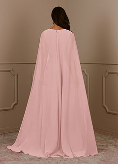 Azazie Isa Mère de la mariée Robes Robe Trapèze en Mousseline de soie Col V plissé Rose Poudré image4