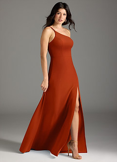 Azazie Senna Final Sale Dusty Blue A-Line One Shoulder Stretch Crepe Dress image4