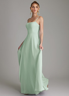 Azazie Elita At-home Try On Dresses Agave A-Line Pleated Chiffon Dress image6