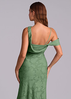 Azazie Madelyn Abiti da Damigella Abito Convertibile Sirena in Burnout Floreale Monospalla Eucalipto image8