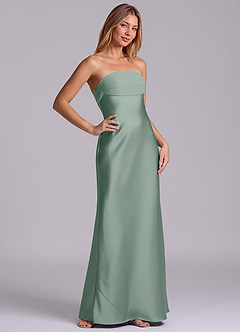 Azazie Ailanie Brudtärnklänningar Klä av Tubklänning i Stretch Satin Axelbandslös Silversalvia image5