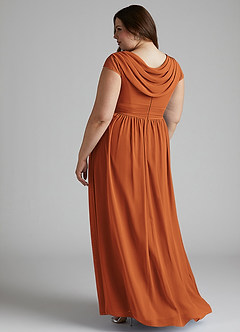 Azazie Organa Robes de demoiselle d'honneur Robe Trapèze en Mousseline de soie Plissée Cannelle image10