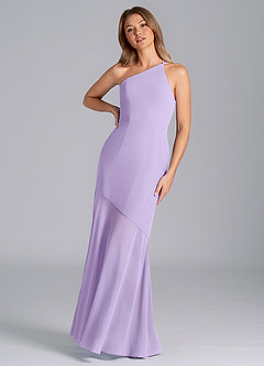 Azazie Tilla Jurken voor bruidsmeisjes Jurk van Chiffon met Zeemeermin One-Shoulder Lila image6