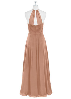 Azazie Ginger Bridesmaid Dresses Champagne Rose A-Line Halter Pleated Chiffon Dress image7