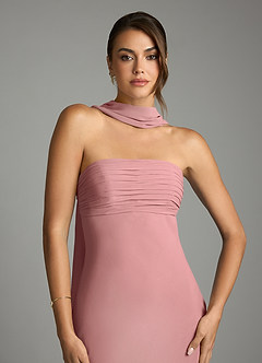 Azazie Saylor Brudtärnklänningar Klä av Sjöjungfru i Chiffong Axelbandslös Dammig Ros image6