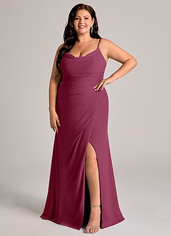 Azazie Deandra Bridesmaid Dresses Mulberry Mermaid Pleated Chiffon Dress image9