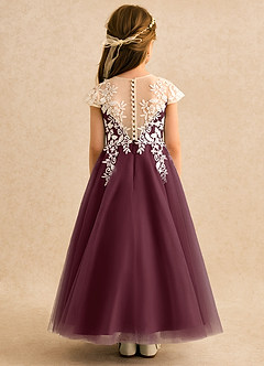 Azazie Dandelion Flower Girl Dresses Cabernet Ball-Gown Lace Dress image5