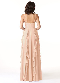 Azazie Peyton Robes de demoiselle d'honneur Robe Trapèze en Mousseline de soie Rayé Rose Perle image2
