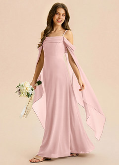 Azazie Moana Junior Powder Pink A-Line Pleated Chiffon Dress image1