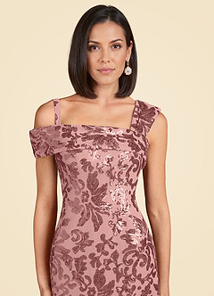 Azazie Odessia Abiti per la Madre della Sposa Abito A-Line in Pizzo Lustrini Rosa Polverosa image6