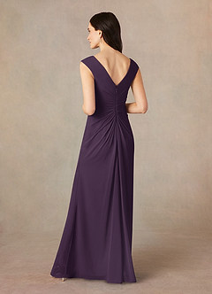Azazie Sally Mother of the Bride Dresses Plum A-Line V-Neck Pleated Chiffon Dress image4