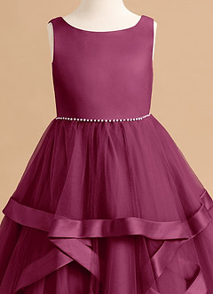Azazie Posy Flower Girl Dresses Mulberry A-Line Beaded Tulle Dress image5