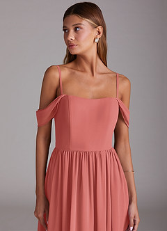 Azazie Calianna Robes de demoiselle d'honneur Robe Trapèze Convertible en Mousseline de soie Épaules dénudées Antique Rose image2