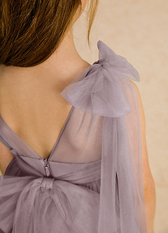 Azazie Dori Flower Girl Dresses Dusk A-Line Ruched Tulle Dress image8